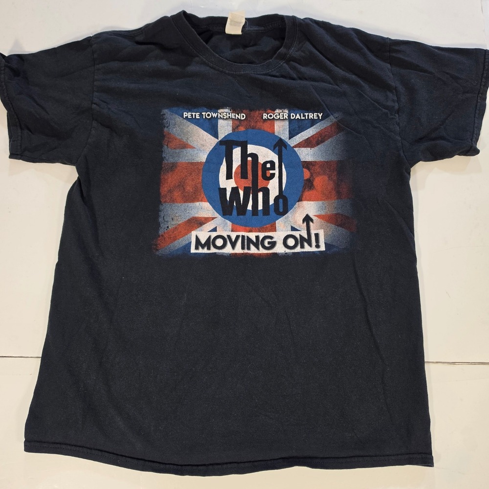 The Who Moving On Tour 2019 T-Shirt Black Gildan Heavy Cotton Large Concert Tee